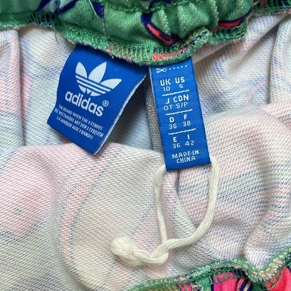 Adidas Originals x Farm Bananas Flared mini Skirt S tropical floral pink NWOT - Picture 9 of 13